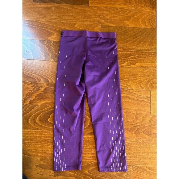 Nike Pro Leggings Womens M Purple Linear Rain Print Reflective Crop Stretch - Picture 5 of 6